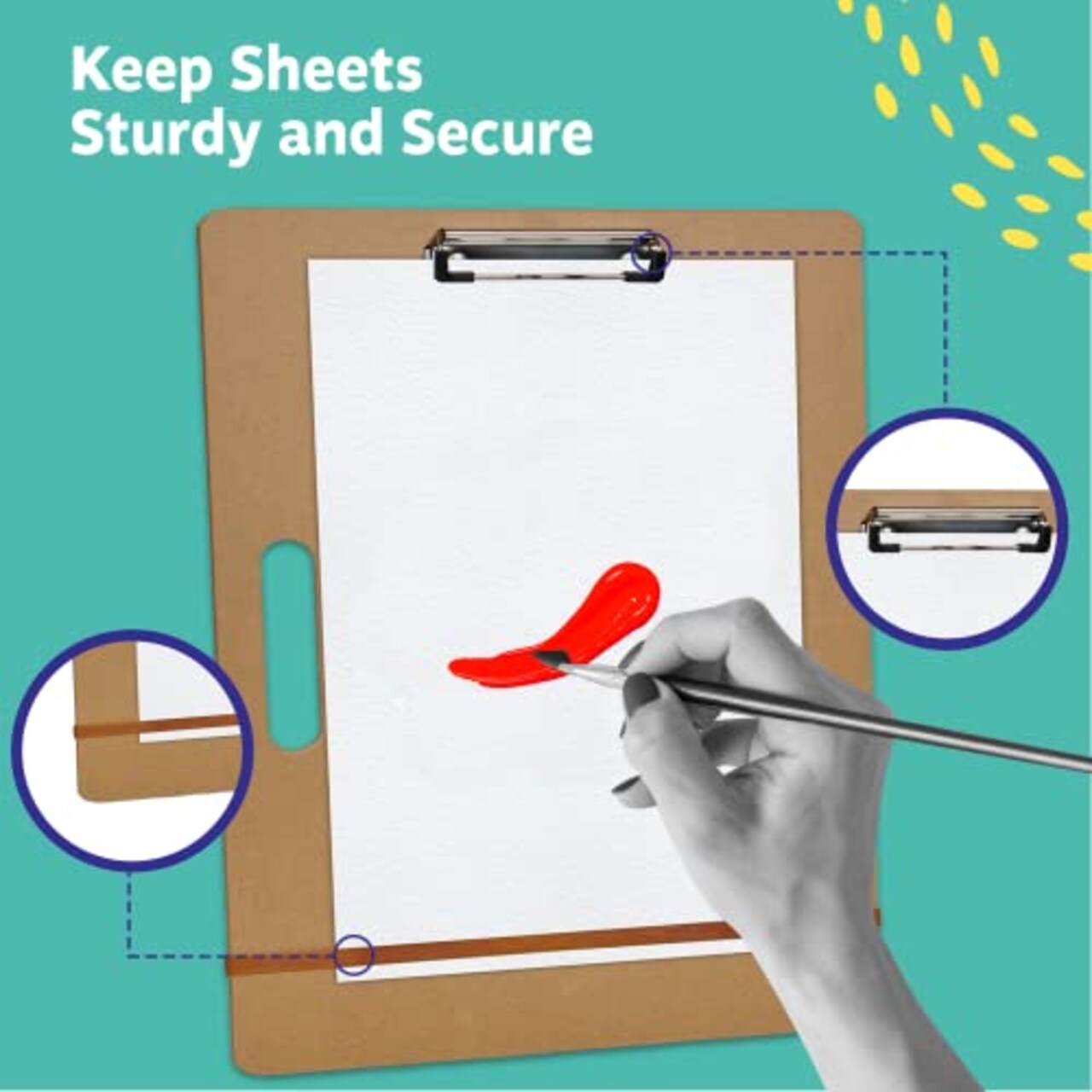 Drawing Board - 13 x 17 Sketch Boards with Handle for Drafting Art - Portable Wooden Clipboard for Class or Studio Fit in Artists Tote